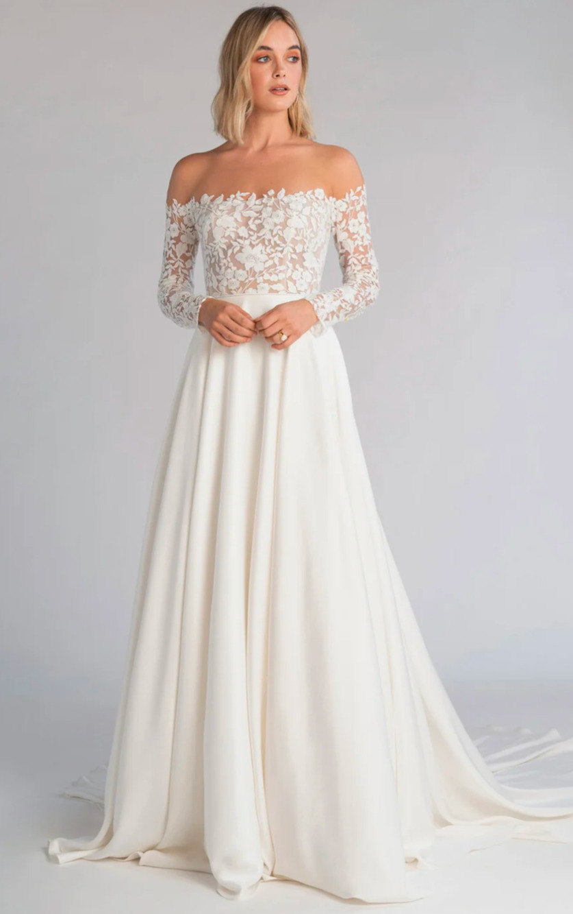 Jenny by Jenny Yoo Bradley Size 8 Ivory Lace Long Sleeve Wedding Gown